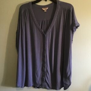 Orvis Women's Dusty Blue Button-Down Shirt with cuffed sleeves